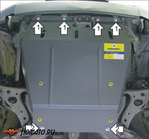 Защита картера Toyota RAV 4 2000-2005 | двигатель + КПП, 2 мм, сталь | MOTODOR | 02518