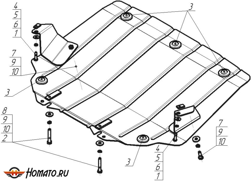 Защита картера BMW 7 (e65, E66) 2001-2008 | радиатор, 2 мм, сталь | MOTODOR | 00220
