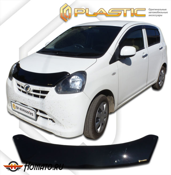 Дефлектор капота Daihatsu Mira e:S 2011-2017 (LA300S, LA310S) | черный