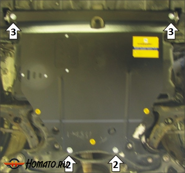 Защита картера Toyota Corolla 2000-2006 | двигатель + КПП, 2 мм, сталь | MOTODOR | 02553