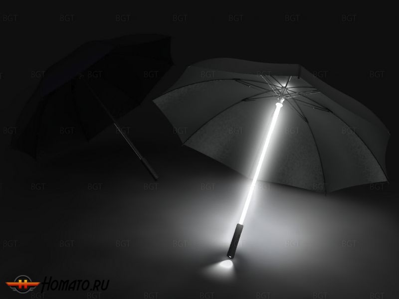 Зонт Светящийся, Цвет подстветки: Белый, Цвет: Черный