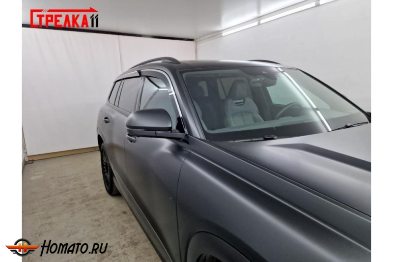 Дефлекторы Audi Q6 2023+ | с хром молдингом, из 6 частей, премиум, плоские, 2D