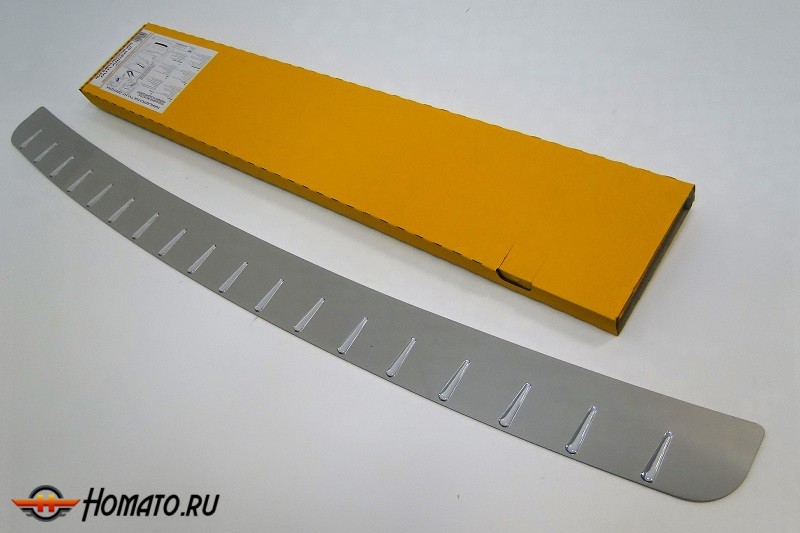 Накладка на задний бампер для Mitsubishi Outlander (2012-2014) | нержавейка + силиконовые вставки, без загиба