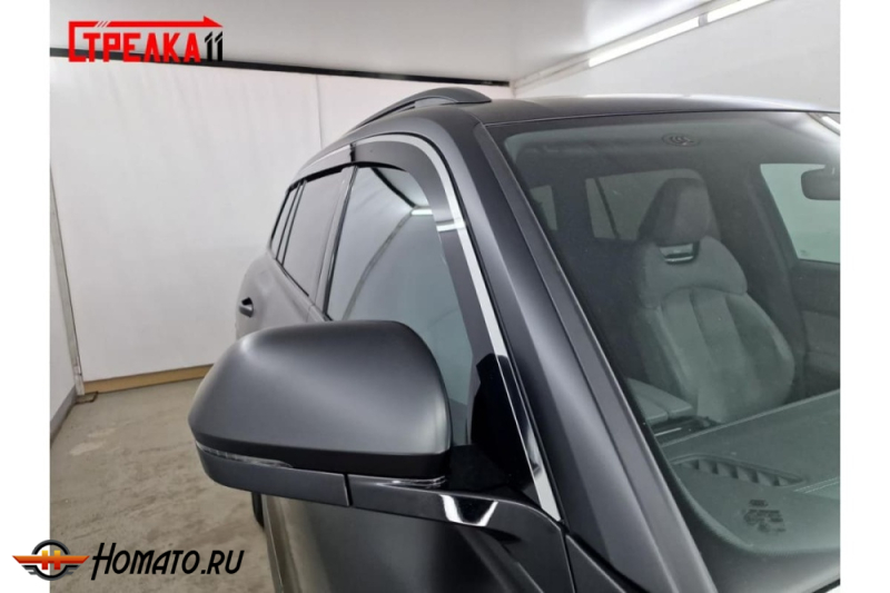 Дефлекторы Audi Q6 2023+ | с хром молдингом, из 6 частей, премиум, плоские, 2D