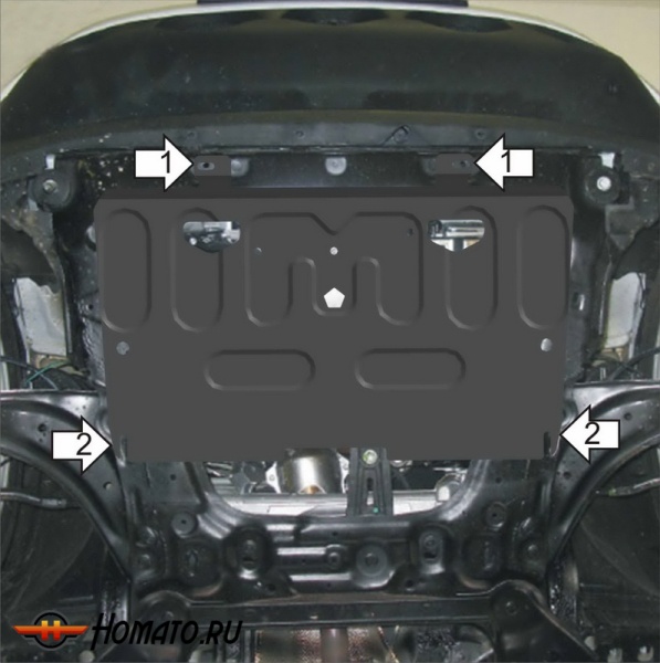 Защита картера Nissan Juke 2010-2013 | двигатель + КПП, 1,5 мм, сталь | АвтоСтандарт | 51409
