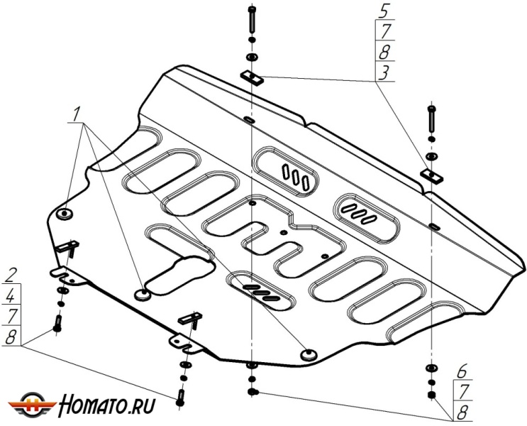 Защита картера Haval F7 2024- | двигатель + КПП, 2 мм, сталь | MOTODOR | 73102