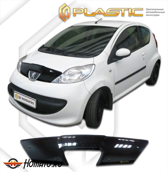 Дефлектор капота Peugeot 107 2005-2012 (PM, PN) | черный