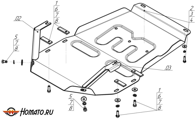 Защита картера Mercedes-benz M-class 2011-2015 | КПП + раздатка, 2 мм, сталь | MOTODOR | 71201