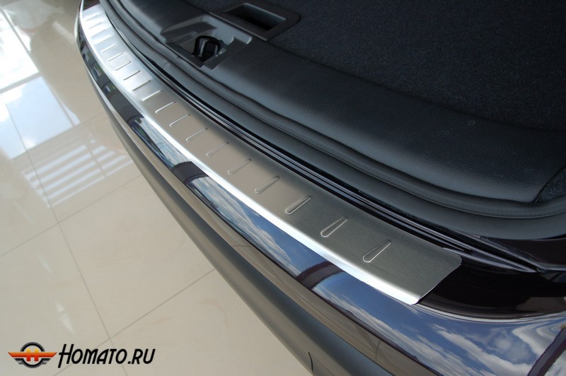 Накладка на задний бампер для BMW X5 (F15) 2014+ | матовая нержавейка, с загибом