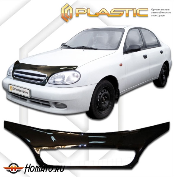 Дефлектор капота Chevrolet Lanos 2005-2009 (T100) | exclusive, черный
