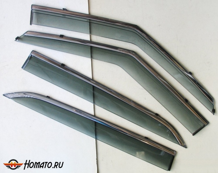 Дефлекторы боковых окон с нержавеющим молдингом для Hyundai Creta 2015+ | OEM Style
