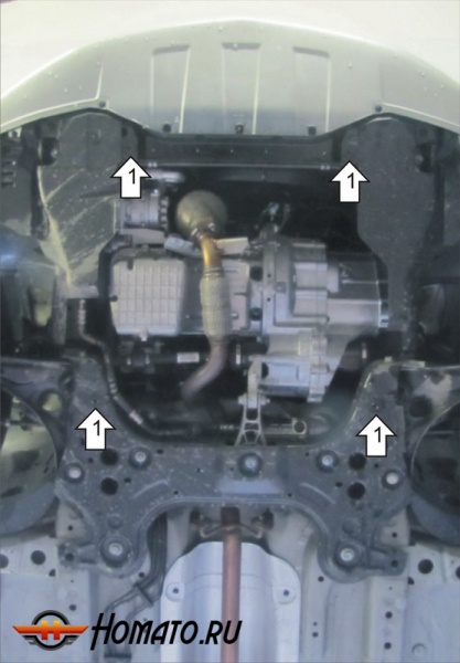 Защита картера Chevrolet Cobalt 2013-2015 | двигатель + КПП, 2 мм, сталь | MOTODOR | 03036