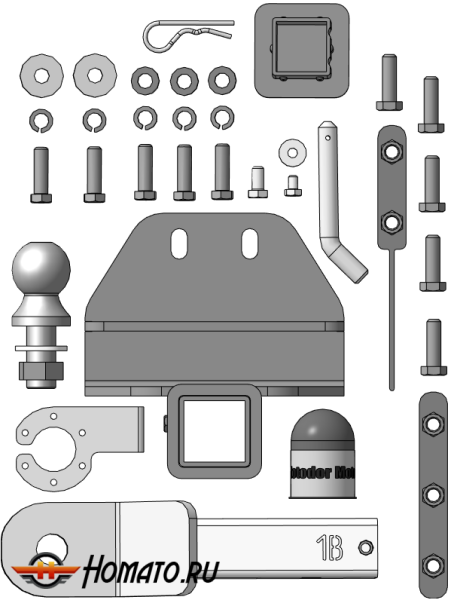 Фаркоп Toyota Land Cruiser 300 2021- | шар E - быстросъемный под квадрат, нагрузка 100/2500 | MOTODOR | 92525-E