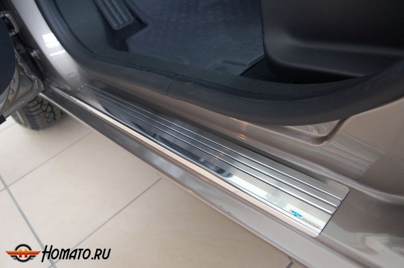 Накладки на пороги для Hyundai Elantra MD 2011-2015 | нержавейка + силиконовые вставки
