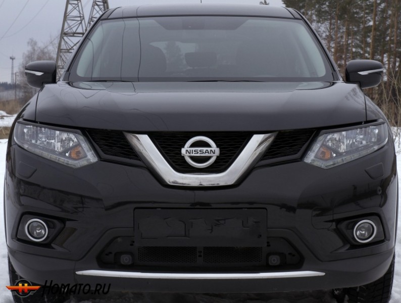 Накладки на передние фары (реснички) Nissan X-trail (T32) 2015+ | глянец (под покраску)