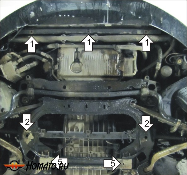 Защита картера Audi A8 2005-2009 | двигатель + КПП, 2 мм, сталь | MOTODOR | 00134