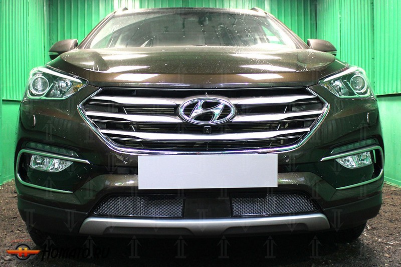 Защита радиатора для Hyundai Santa Fe (2015-2018) рестайл | Премиум