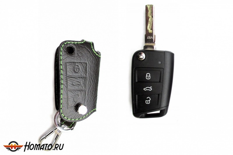 Чехол для ключа Volkswagen, Skoda, Seat «Брелок», Без логотипа, Кожаный