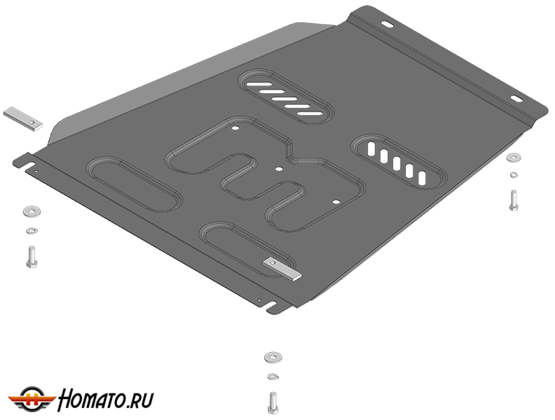 Защита картера KGM Rexton | КПП, 2 мм, сталь | MOTODOR | 72806