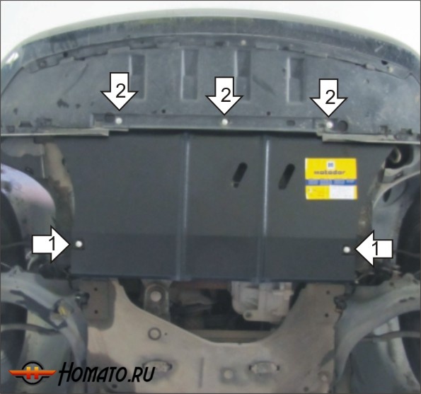 Защита картера Renault Scénic II 2003-2006 | двигатель + КПП, 2 мм, сталь | MOTODOR | 01713