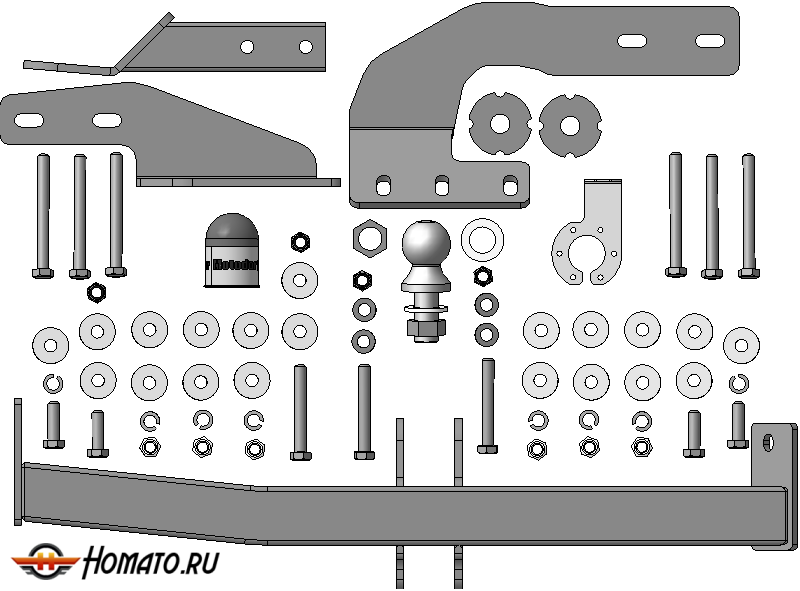 Фаркоп Haval M6 2023- | шар E - быстросъемный под квадрат, нагрузка 75/1500 | MOTODOR | 93104-E