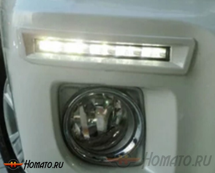 Штатные светодиодные дневные ходовые огни (ДХО) для TOYOTA Land Cruiser J200 2012+ : комлект (чёрная рамка)