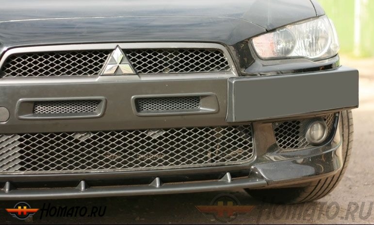 Вставка переднего бампера для Mitsubishi Lancer X 2007-2010 | глянец (под покраску)