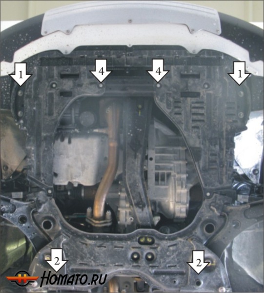 Защита картера Suzuki Sx4 2009-2013 | двигатель + КПП, 2 мм, сталь | MOTODOR | 02414