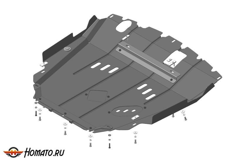 Защита картера Chevrolet Captiva 2011-2014 | двигатель + КПП, 2 мм, сталь | MOTODOR | 03037
