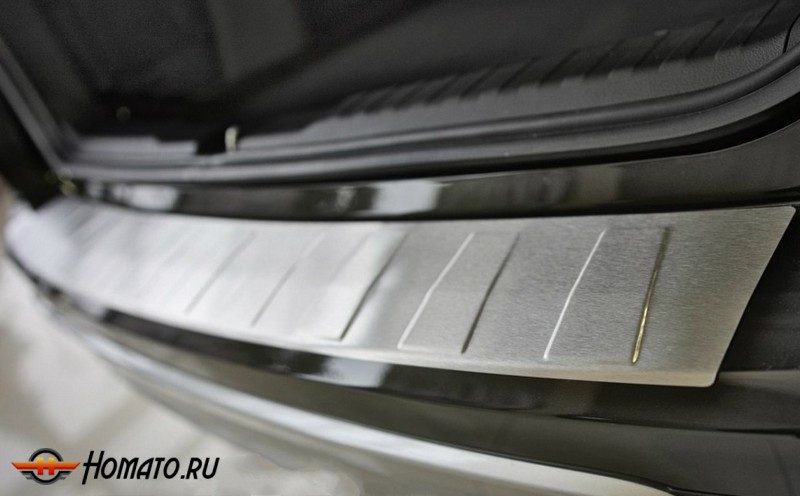 Накладка на задний бампер для Honda CR-V 4 2015+ рестайл | матовая нержавейка, с загибом, серия Trapez