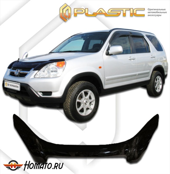 Дефлектор капота Honda CR-V 2 2001-2006 (RD4-RD7) | exclusive, черный