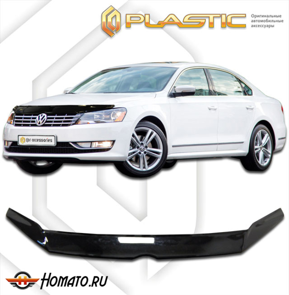 Дефлектор капота Volkswagen Passat B7 седан 2011-2014 | черный