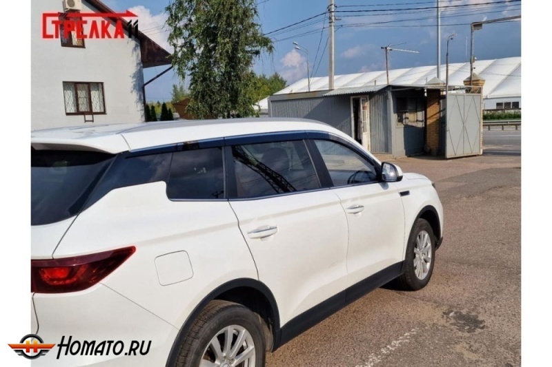 Дефлекторы VGV U70 Pro | с хром молдингом, из 6 частей, премиум, плоские, 2D