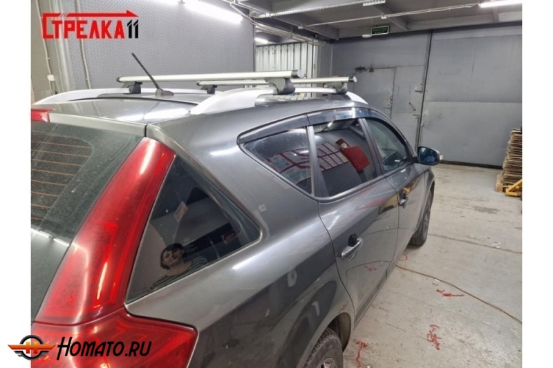 Дефлекторы Киа Сид 1 универсал 2007-2012 | с хром молдингом, из 6 частей, премиум, плоские, 2D