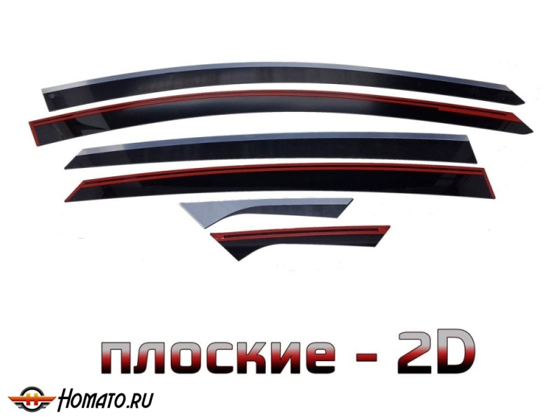 Дефлекторы Москвич 6 | с хром молдингом, из 6 частей, премиум, плоские, 2D
