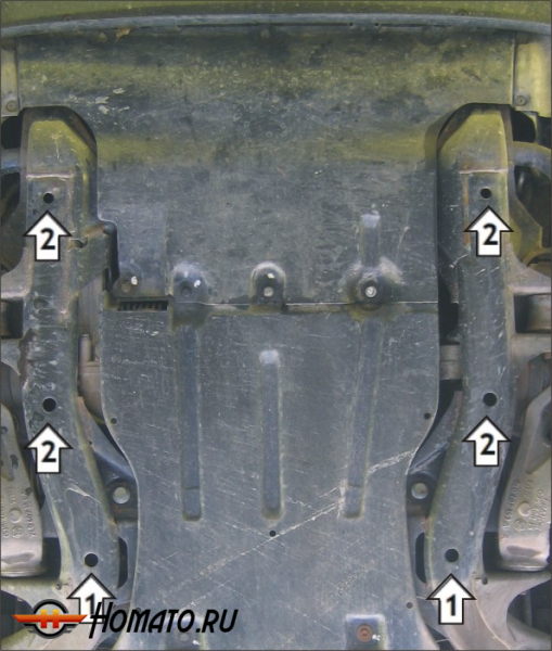 Защита картера Volkswagen Touareg 2006-2010 | двигатель, 2 мм, сталь | MOTODOR | 02711