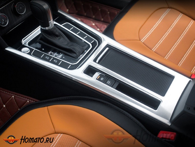 Накладка на центральную консоль для VW Passat (B8) 2015+ | 1 часть, Silver (ABS)