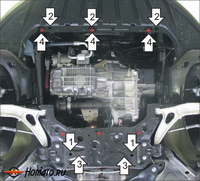 Защита картера Ford Focus 2008-2010 | двигатель + КПП, 1,5 мм, сталь | АвтоСтандарт | 50747