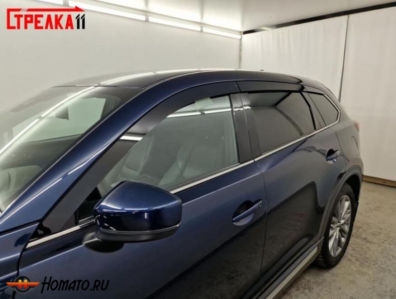 Дефлекторы Mazda CX-9 2017+/2021+ | из 6 частей, премиум, плоские, 2D