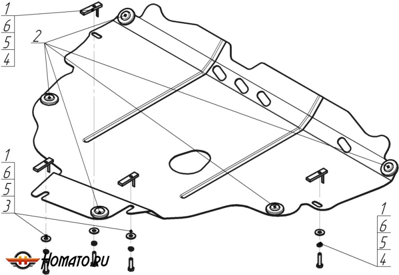 Защита картера Ford S-max 2006-2015 | двигатель + КПП, 2 мм, сталь | MOTODOR | 02615