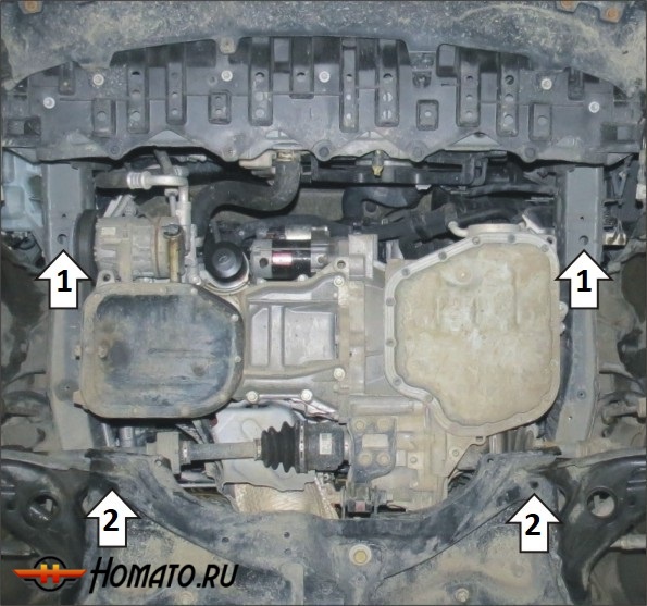 Защита картера Toyota Corolla Fielder 2013-2018 | двигатель + КПП, 2 мм, сталь | MOTODOR | 72501