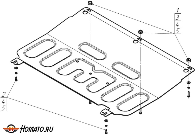 Защита картера Kaiyi E5 2023- | двигатель + КПП, 2 мм, сталь | MOTODOR | 79008