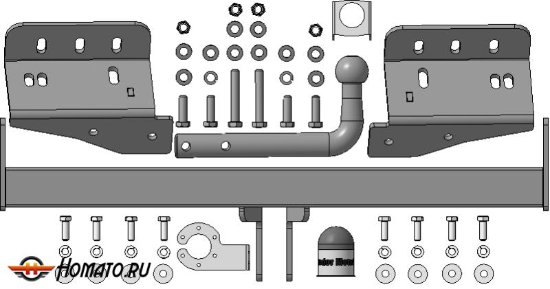 Фаркоп Hyundai ix35 2010-2015 | шар A - оцинкованный, нагрузка 75/1500 | MOTODOR | 91001-A