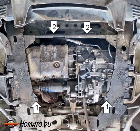 Защита картера Renault Scénic I 1999-2003 | двигатель + КПП, 2 мм, сталь | MOTODOR | 71707