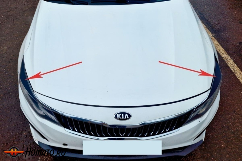 Накладки на фары для Киа Оптима 4 2014-2020 | 2 штуки, декор