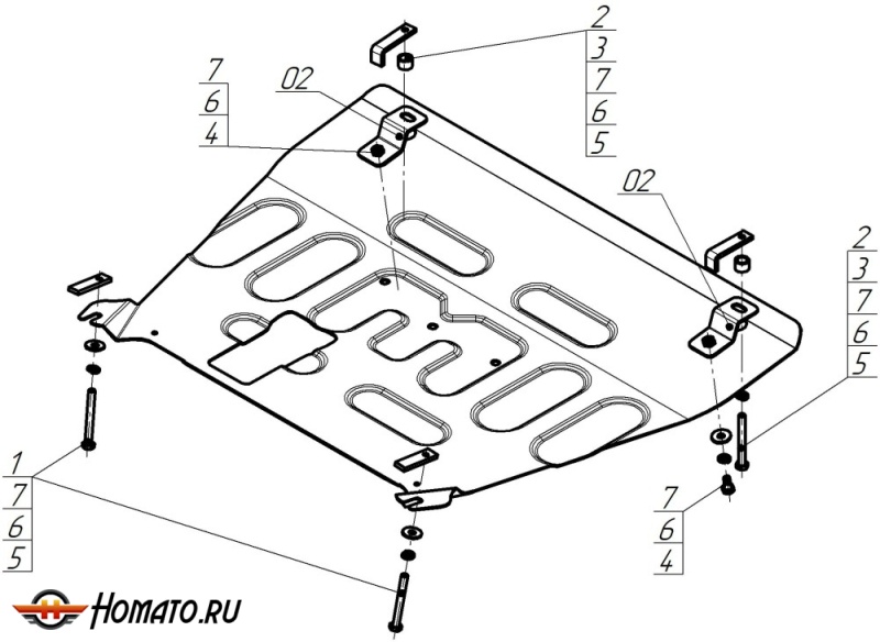 Защита картера FENGON ix7 2024- | двигатель + КПП, 2 мм, сталь | MOTODOR | 78610