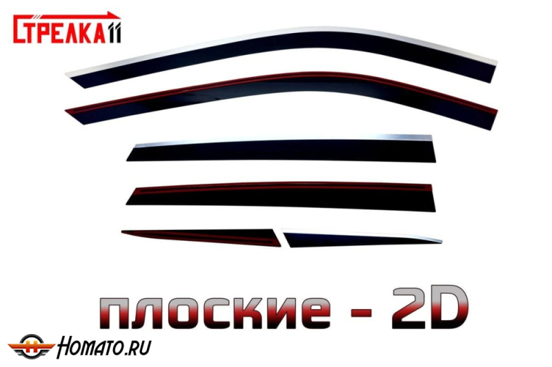 Дефлекторы OMODA C5 2022+ кроссовер | с хром молдингом, из 6 частей, премиум, плоские, 2D