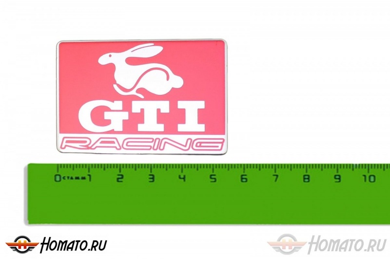Шильд "GTI Racing" Универсальный, Самоклеящейся. Цвет: Красный. 1 шт. (55mm*40mm)