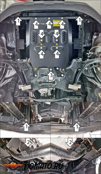 Защита картера Dongfeng K39 2023- | двигатель + КПП, 2 мм, сталь | MOTODOR | 78611