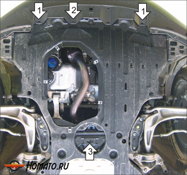 Защита картера Honda Civic VIII 2005-2012 | КПП + двигатель, 2 мм, сталь | MOTODOR | 00813
